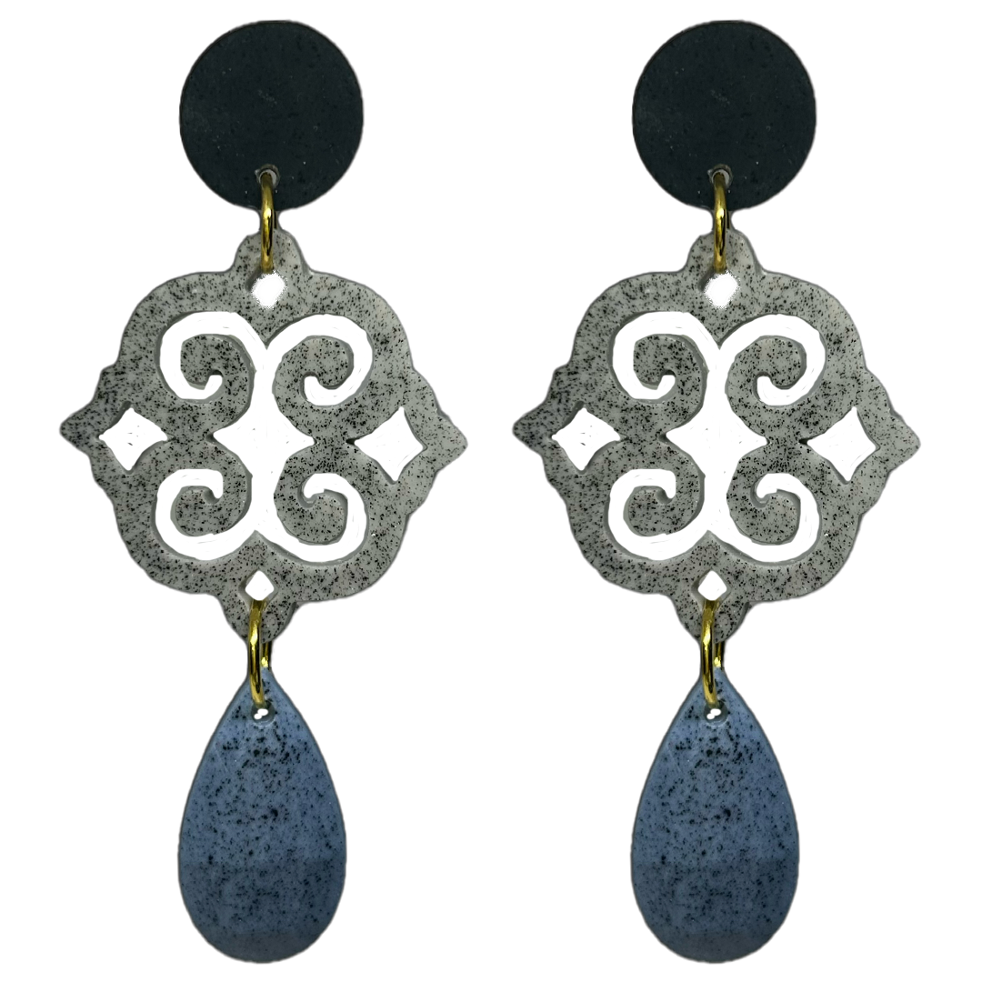 orecchini ROSONE: quasi nero - grigio mélange - blu chiaro