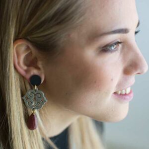 Alternative view of orecchini ROSONE: verdone melange - mattone - verde pistacchio