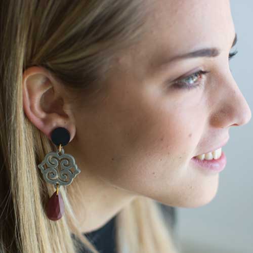 orecchini ROSONE: verdone melange - mattone - verde pistacchio - immagine 2