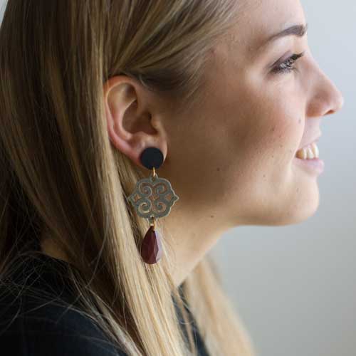 orecchini ROSONE: verdone melange - mattone - verde pistacchio - immagine 5