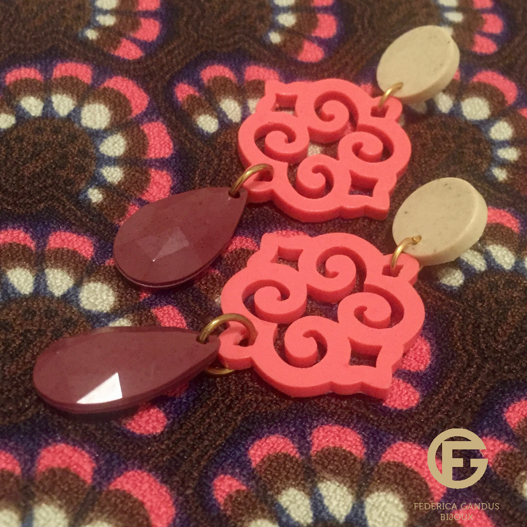 orecchini ROSONE: verdone melange - mattone - verde pistacchio - immagine 6