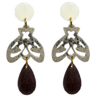 orecchini APINA : bianco - beige macchiato - caffè intenso