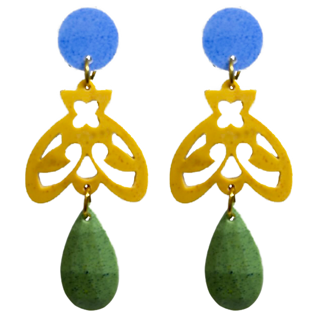 orecchini APINA : azzurro jeans - giallo curry - verde smeraldo light