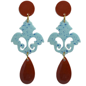 orecchini BAROCCO: mattone - azzurro baby boy mélange - mattone