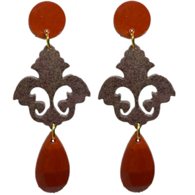 orecchini BAROCCO: mattone - marrone caffè - mattone