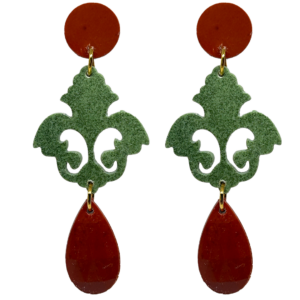 orecchini BAROCCO: mattone - verde mélange - mattone