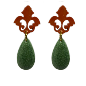 orecchini BAROCCO mini: mattone - verde melange