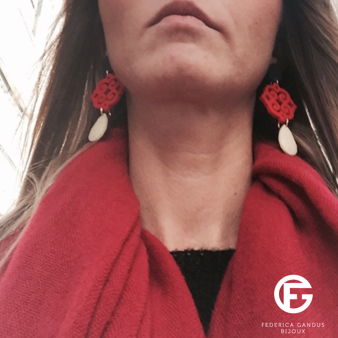 orecchini ROSONE: verdone melange - mattone - verde pistacchio - immagine 7