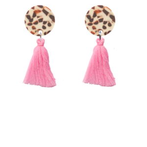 orecchini NAPPINA: dalmata marrone + nappina rosa