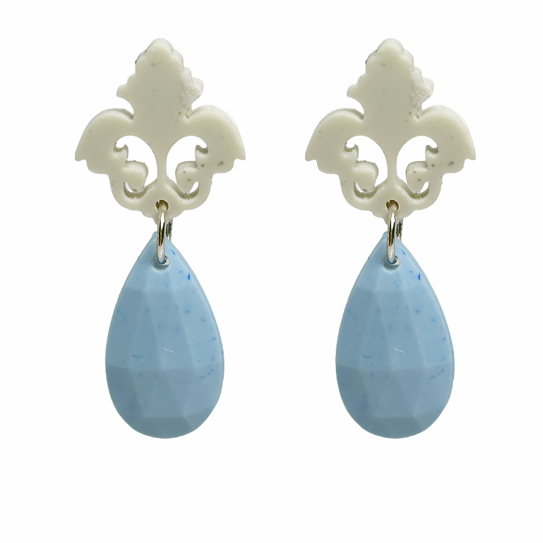 orecchini BAROCCO mini: grigio elefante light - azzurro baby boy