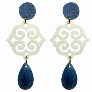 orecchini ROSONE: blu melange - bianco - blu melange