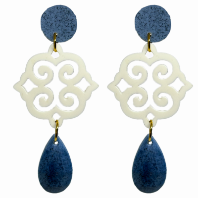 orecchini ROSONE: blu melange - bianco - blu melange