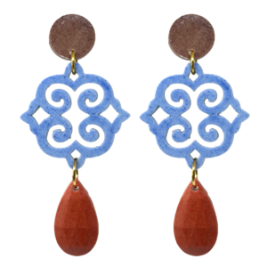 orecchini ROSONE: cioccolato medio - azzurro jeans - mattone