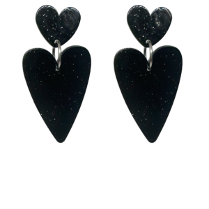 orecchini CUORE: glitter nero