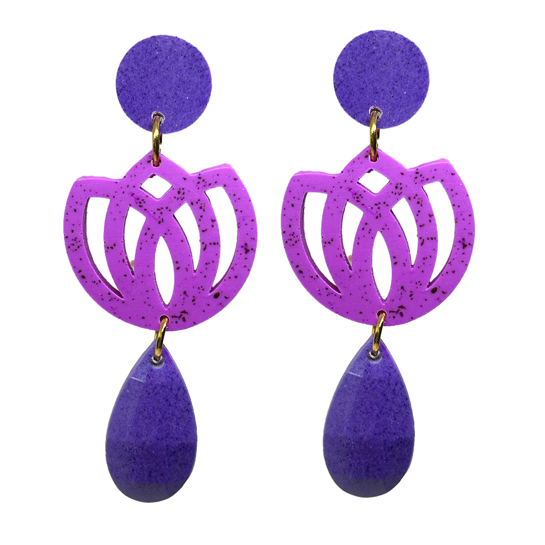 orecchini FIORE DI LOTO: viola - bouganville - viola