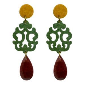 orecchini LIBERTY: giallo senape - verde melange - bordeaux