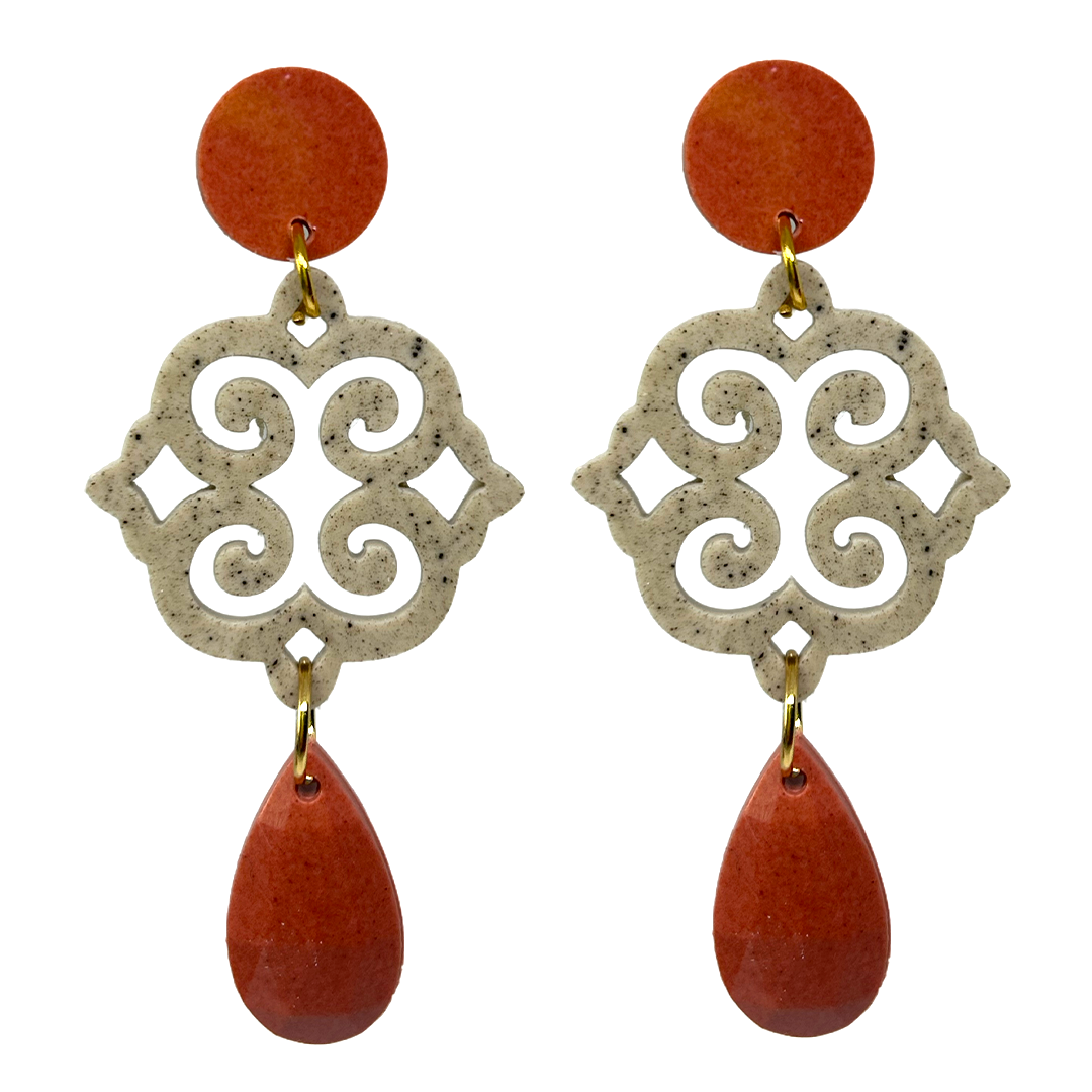 orecchini ROSONE: mattone - beige melange - mattone