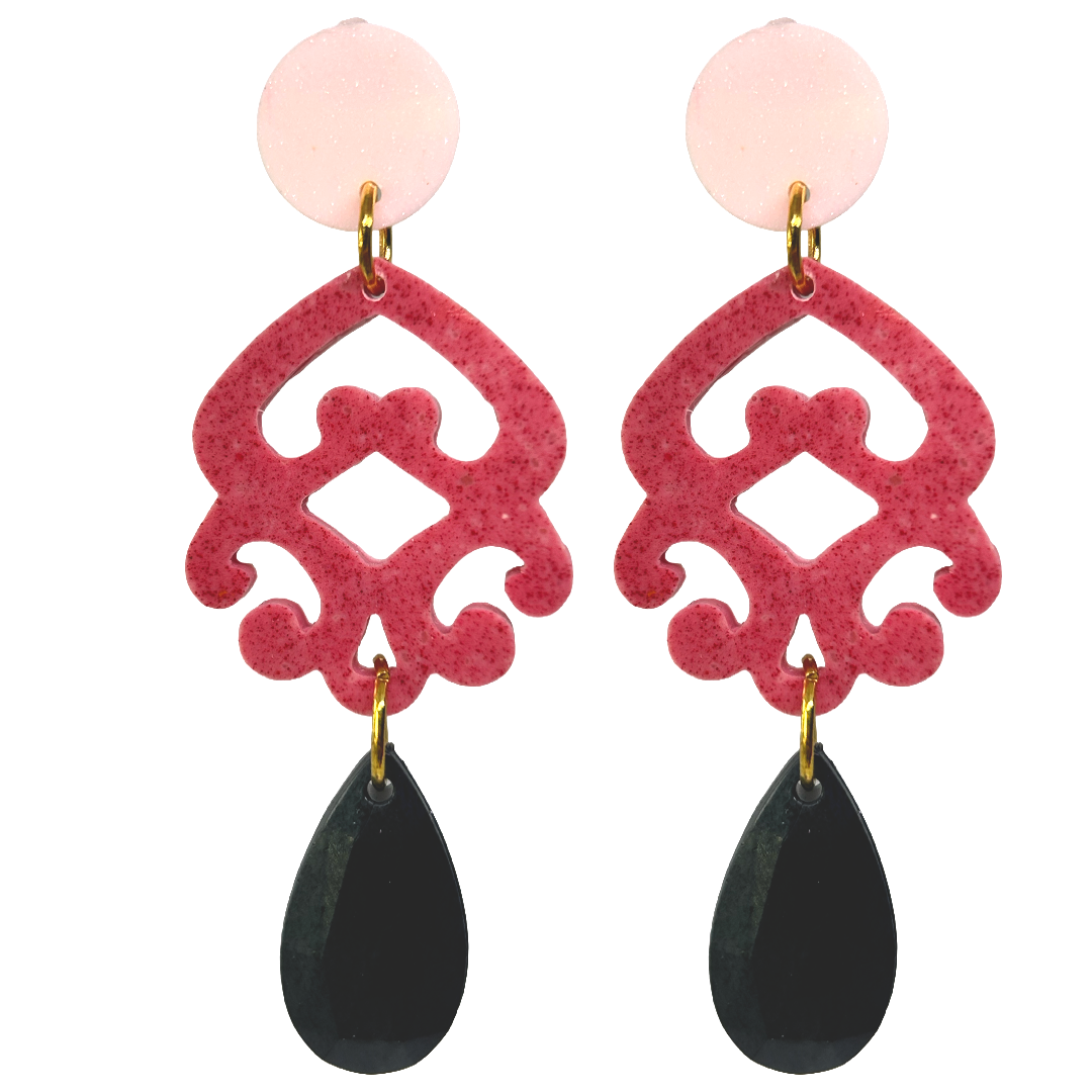 orecchini MEDUSA: rosa baby leggermente brillini - fucsia - quasi nero