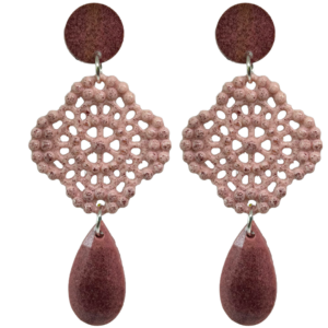 orecchini PIZZO: vinaccia - rosa antico - vinaccia melnage