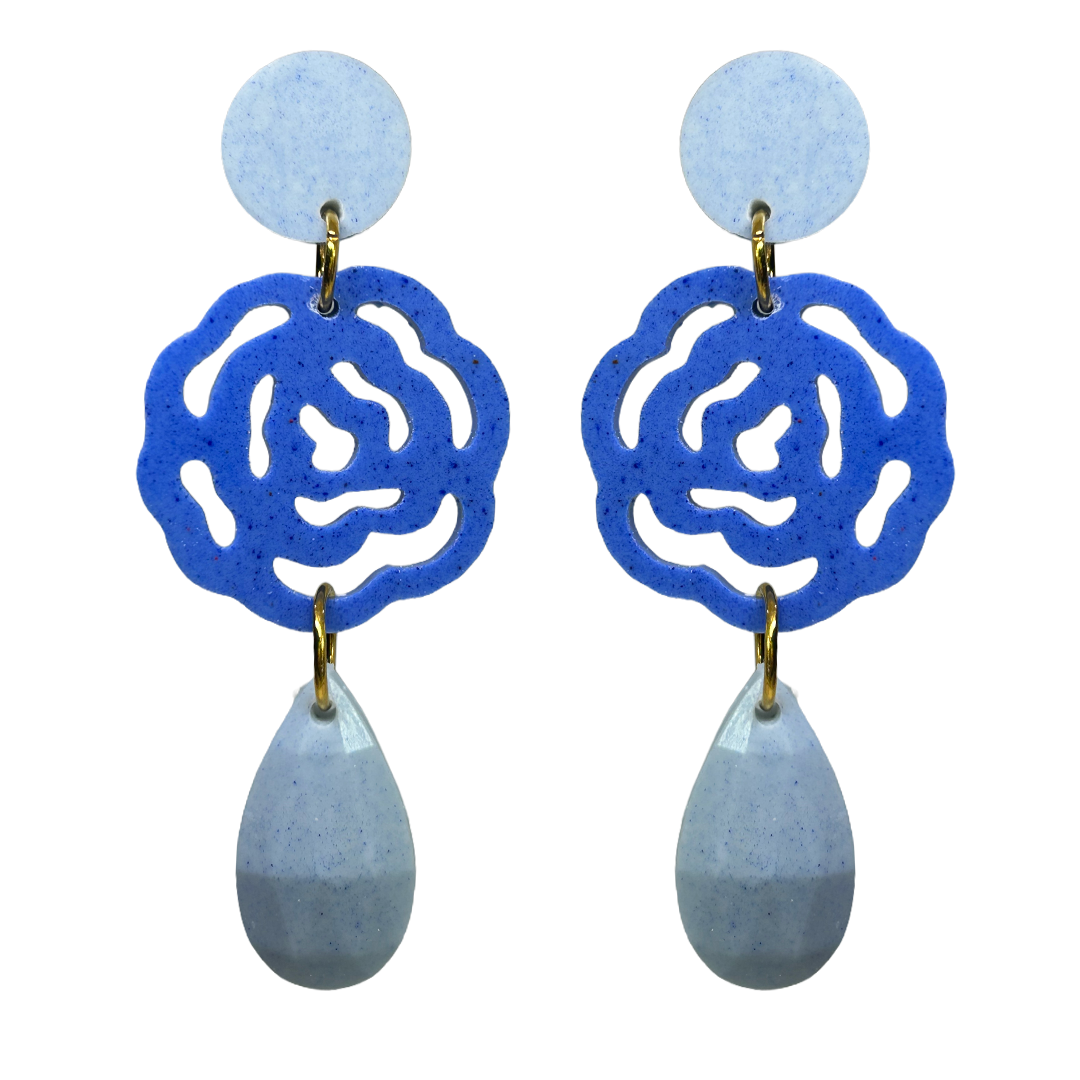 orecchini ROSE: azzurro nuvola - pervinca - azzurro nuvola