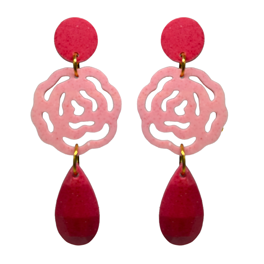 orecchini ROSE: fucsia - rosa melange - fucsia