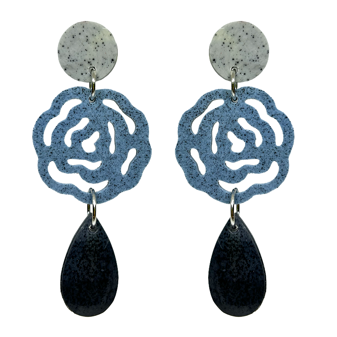 orecchini ROSE: grigio chiaro - blu chiaro - grigio scuro melange