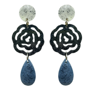 orecchini ROSE: grigio chiaro - grigio scuro - blu chiaro melange