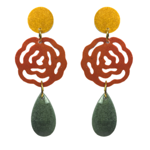 orecchini ROSE: giallo senape - mattone - verde salvia