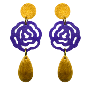 orecchini ROSE: giallo senape - viola - giallo senape