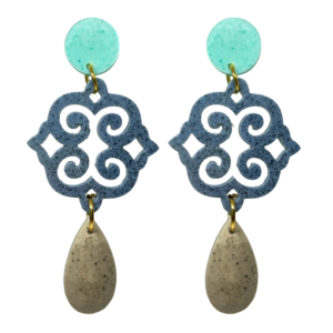orecchini ROSONE: acquamarina - blu medio - beige melange