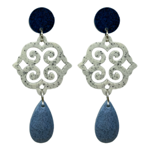 orecchini ROSONE: blu - grigio chiaro - blu chiaro melange
