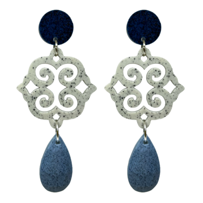 orecchini ROSONE: blu - grigio chiaro - blu chiaro melange