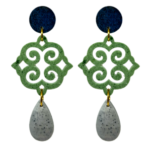 orecchini ROSONE: blu - verde - grigio chiaro melange