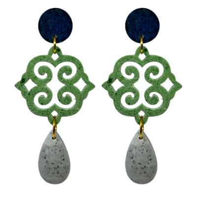 orecchini ROSONE: blu - verde - grigio chiaro melange