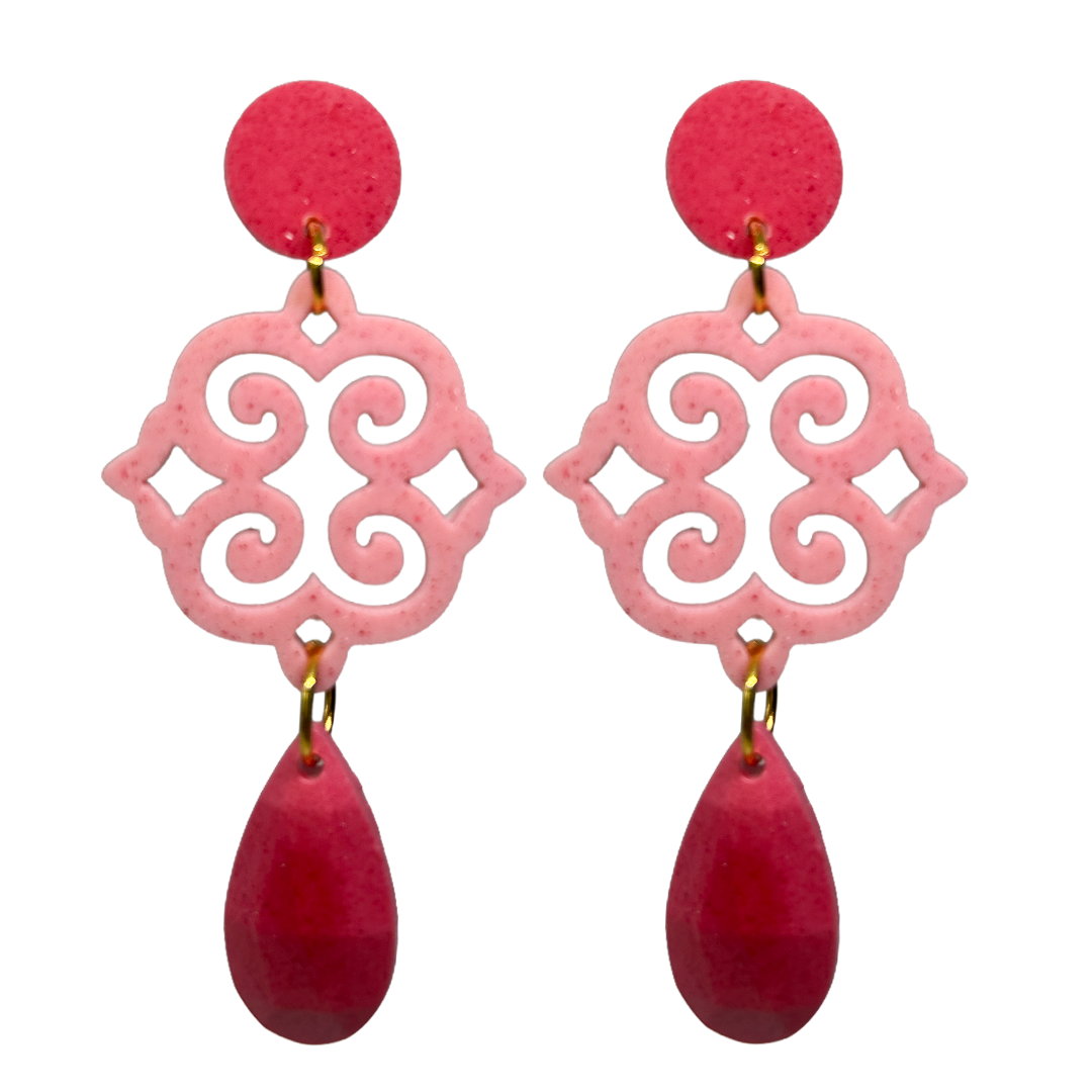 orecchini ROSONE: fucsia - rosa melange - fucsia
