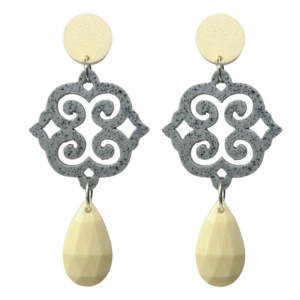 orecchini ROSONE: giallo burro brillini light - grigio melange - giallo burro brillini light