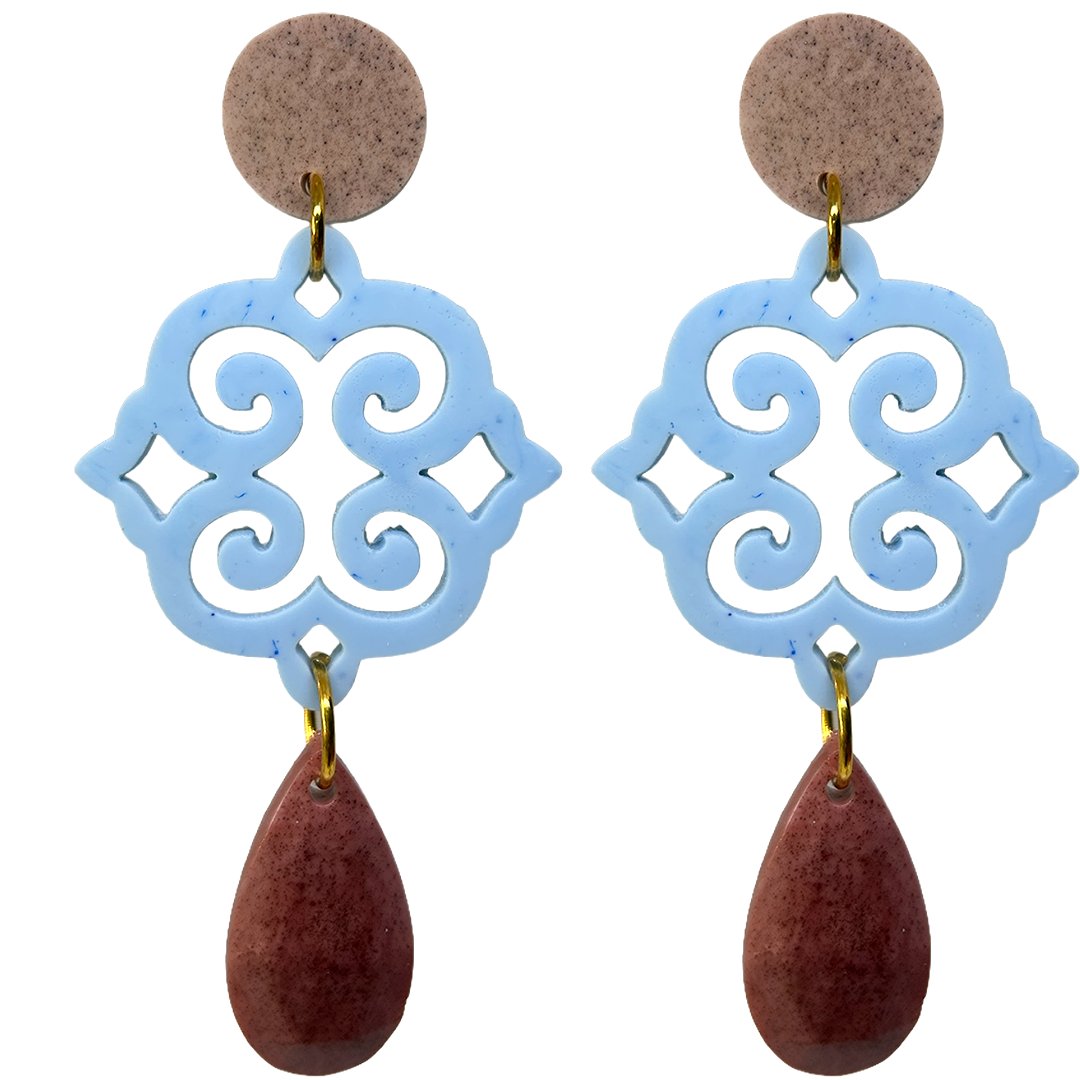 orecchini ROSONE: mocha medio - azzurro boy medio - vinaccia melange