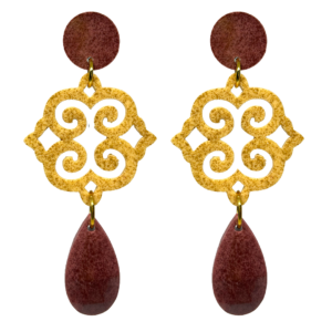 orecchini ROSONE: vinaccia - giallo senape - vinaccia melange