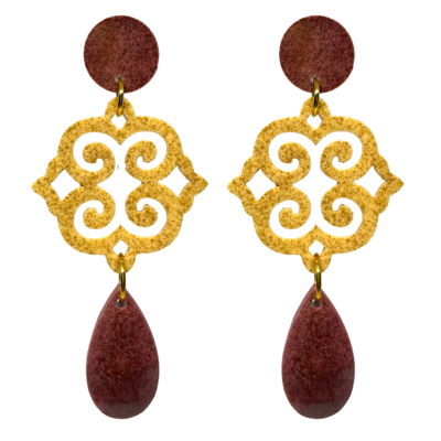 orecchini ROSONE: vinaccia - giallo senape - vinaccia melange
