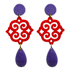 orecchini ROSONE: viola - rosso - viola
